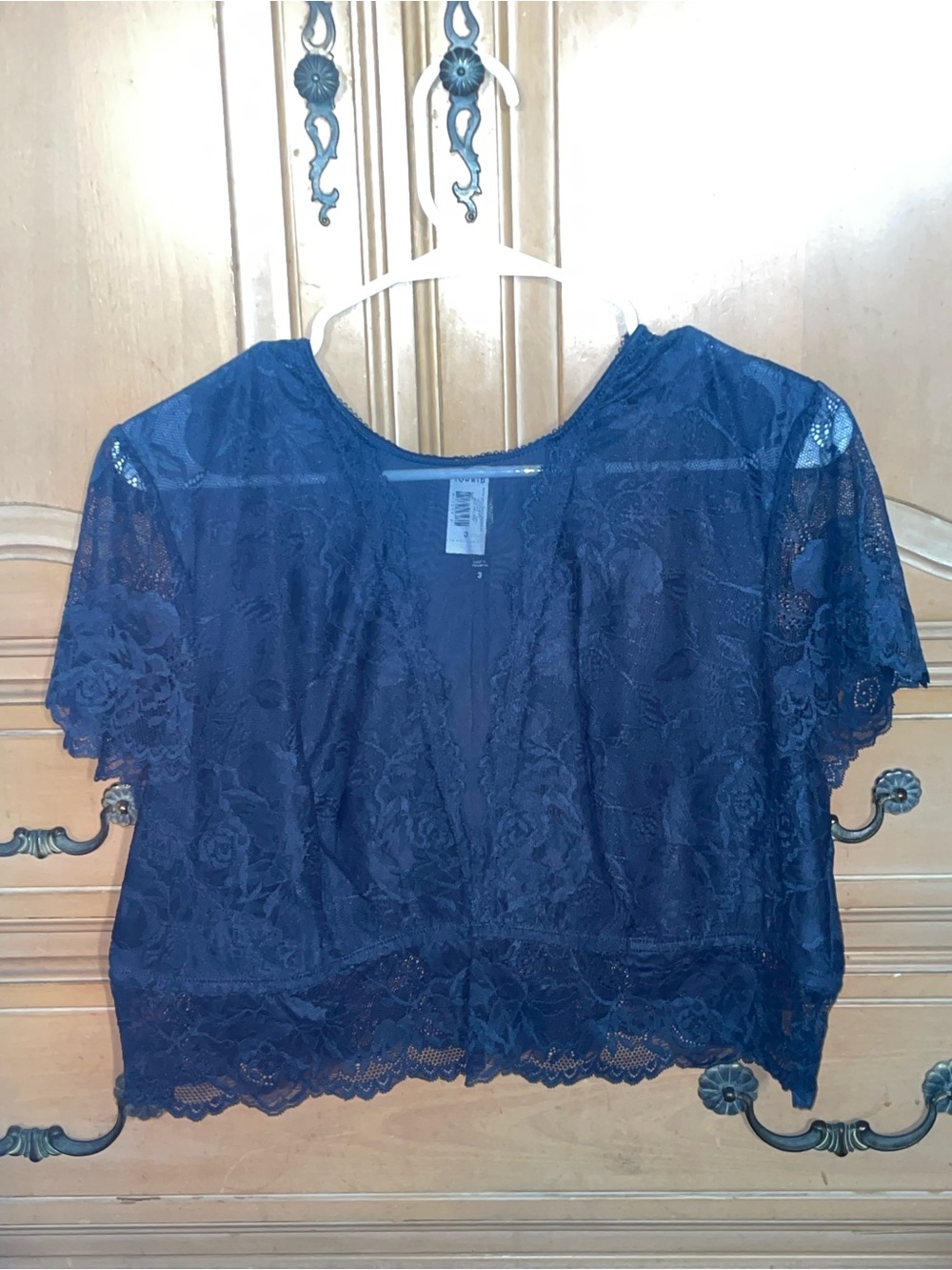 torrid Navy Lace Short Sleeve Overlay Top